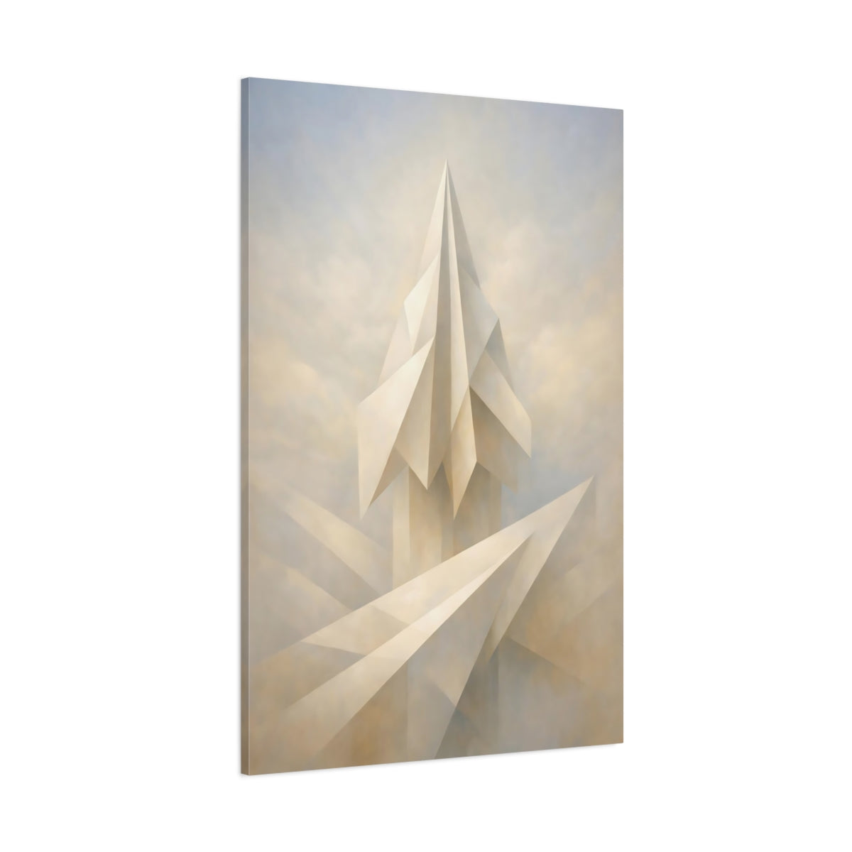 Main Mockup. Abstract Geometric Structure Cream White Abstract shown as stretched canvas wall art
