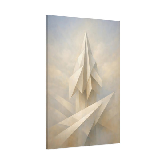 Main Mockup. Abstract Geometric Structure Cream White Abstract shown as stretched canvas wall art