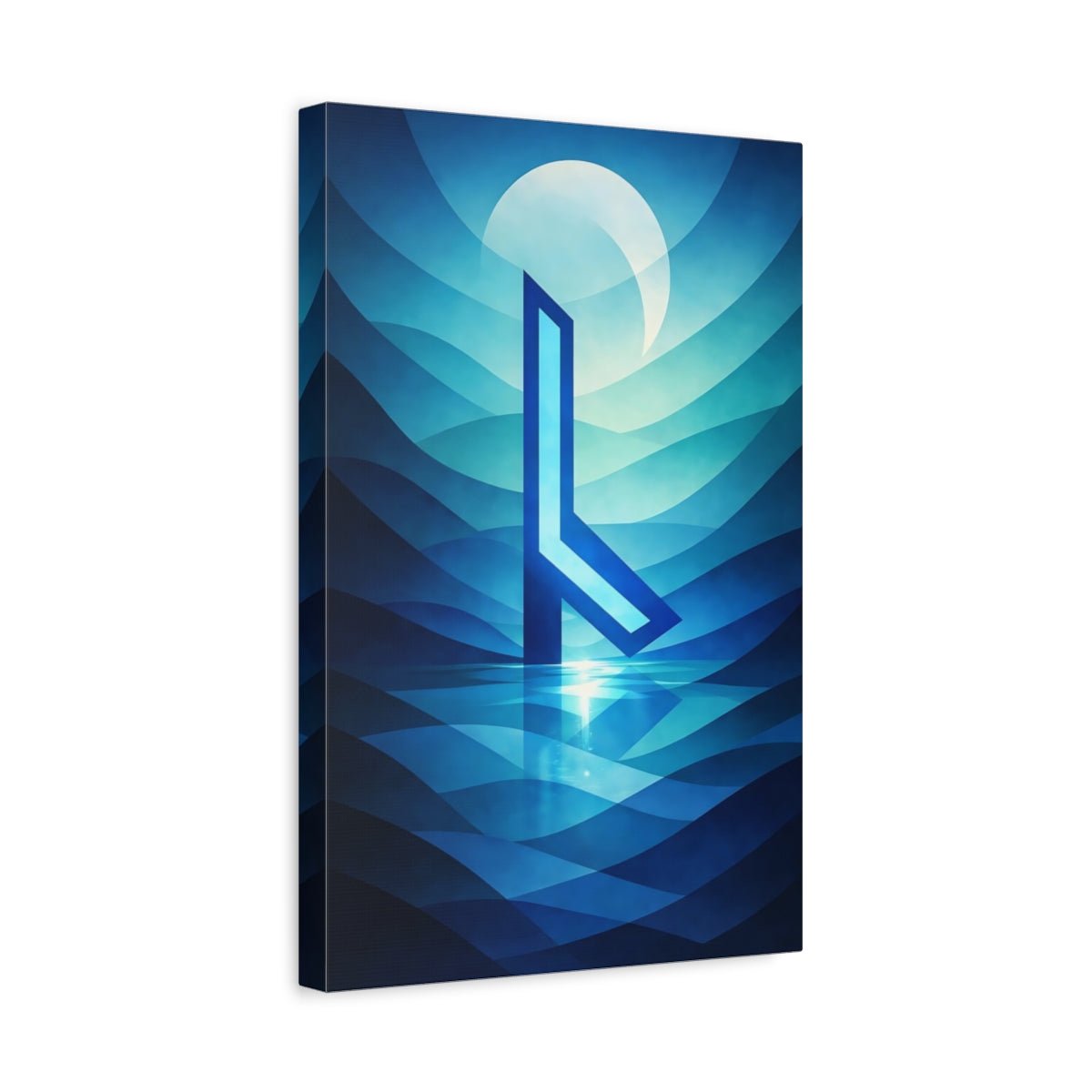 Abstract Geometric Symbol Blue - Canvas Wall Art Print - YesArtYes
