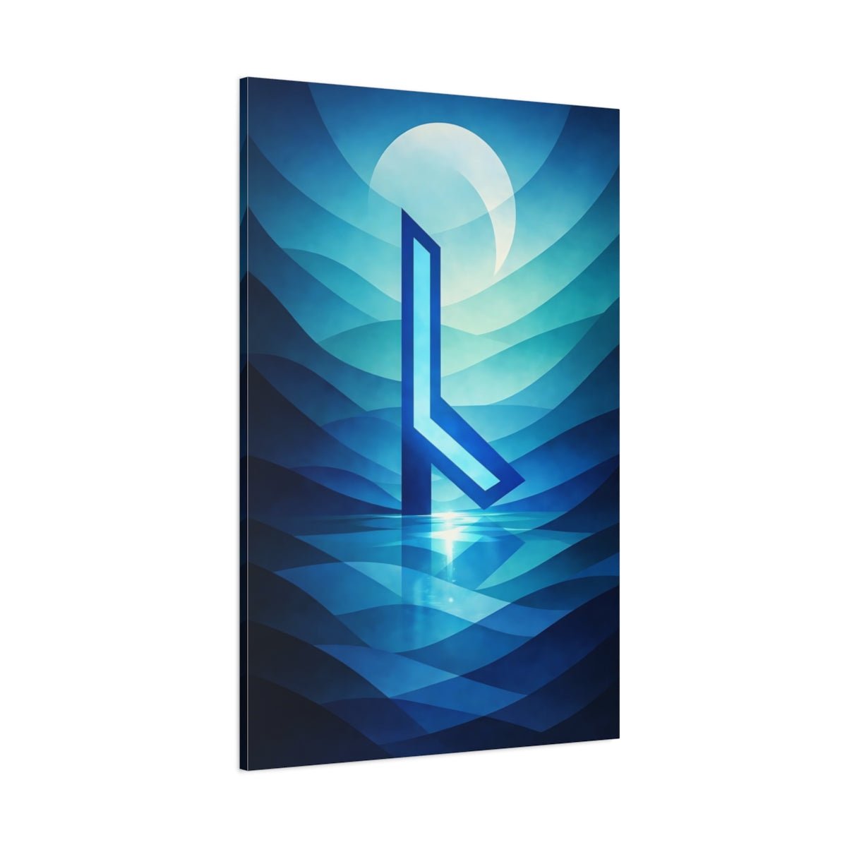 Abstract Geometric Symbol Blue - Canvas Wall Art Print - YesArtYes