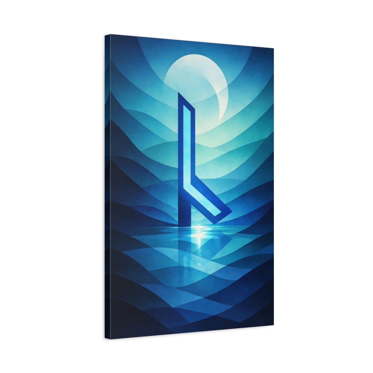 Abstract Geometric Symbol Blue - Canvas Wall Art Print - YesArtYes