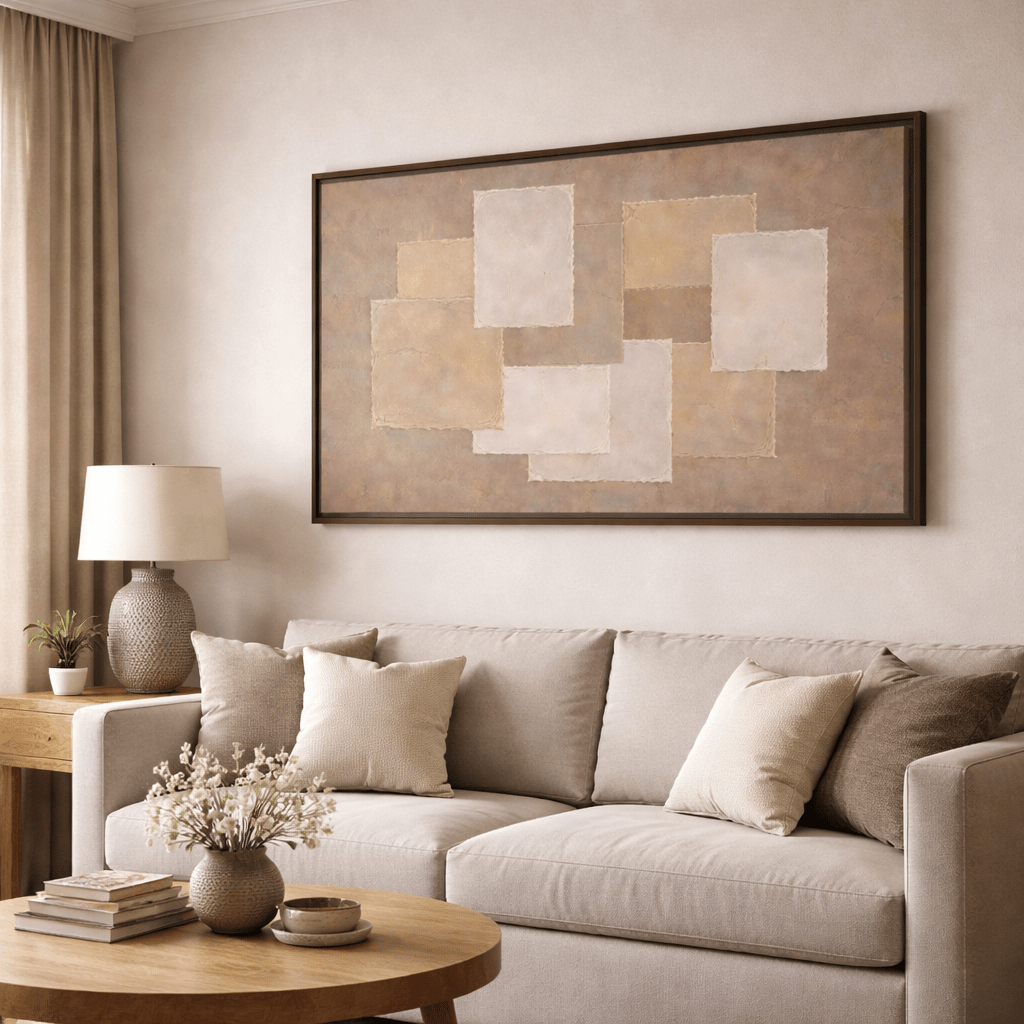 Abstract Geometric Wabi Sabi - Framed Canvas Wall Art Print - YesArtYes