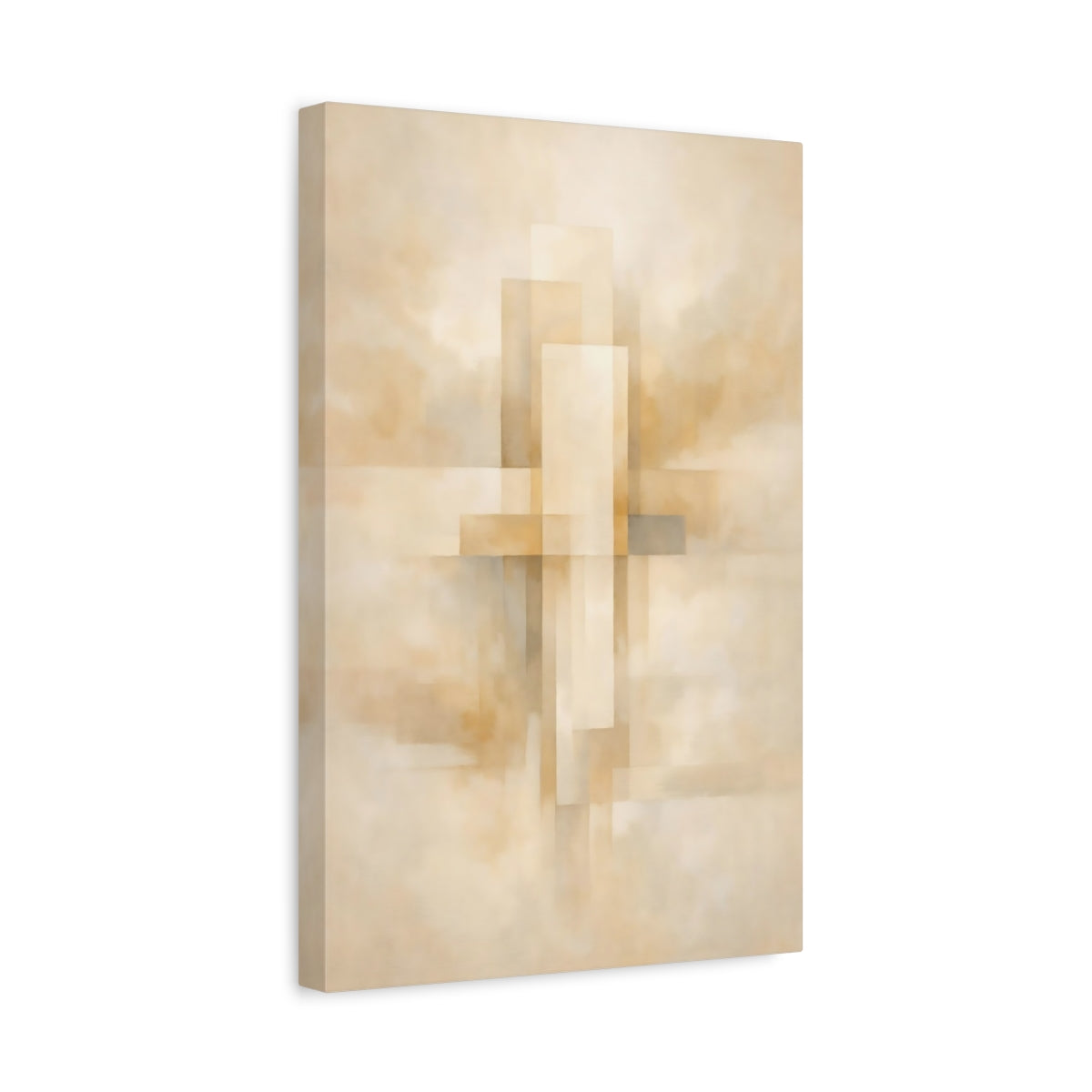 Side Mockup 4. Abstract Abstract Geometry Beige Brown Abstract shown as stretched canvas wall art