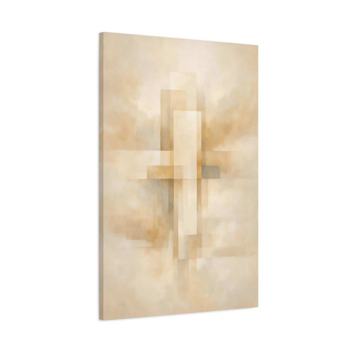 Side Mockup 1. Abstract Abstract Geometry Beige Brown Abstract shown as stretched canvas wall art
