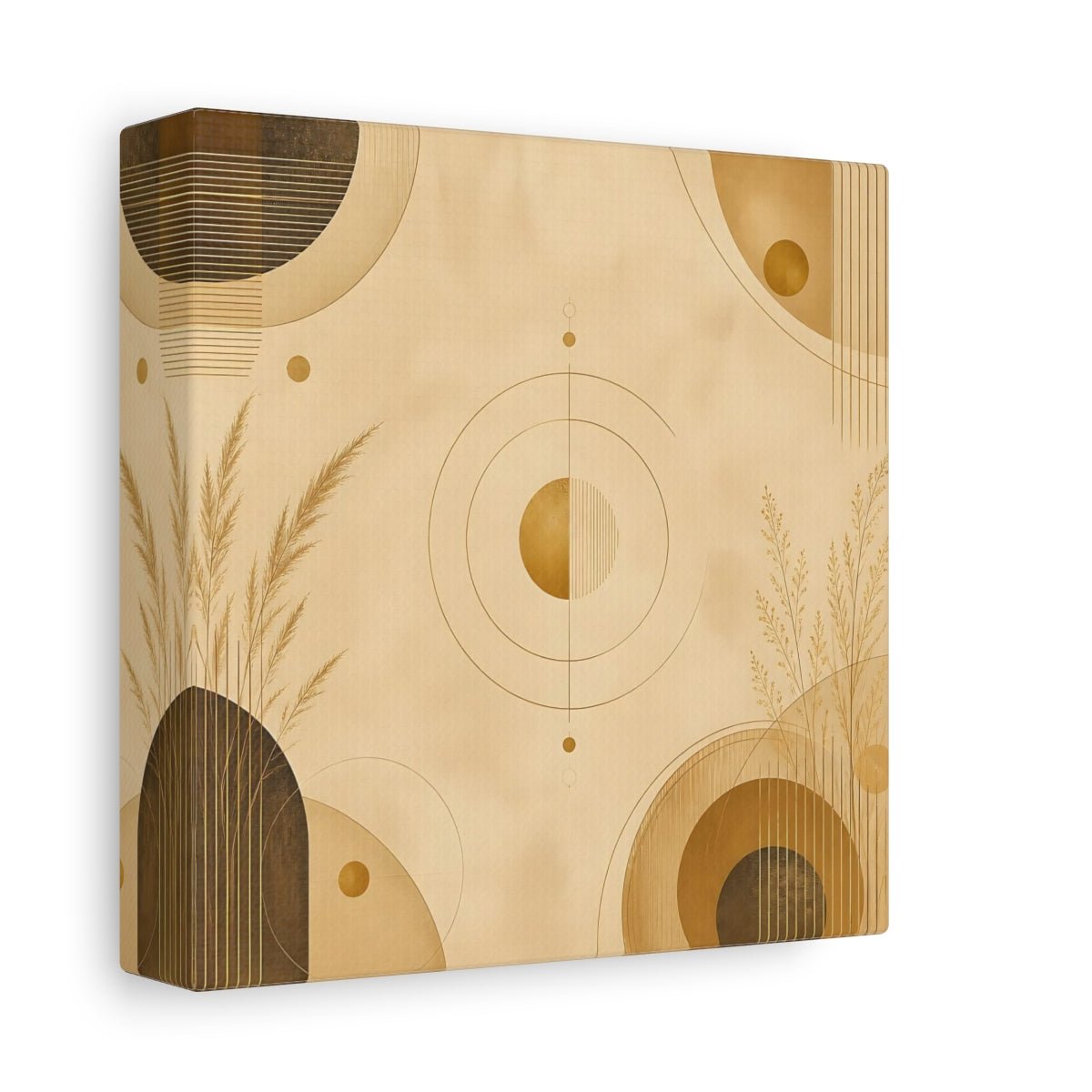 Abstract Geometry Gold Geometric Canvas Print – Modern Living Room, Above Fireplace - YesArtYes