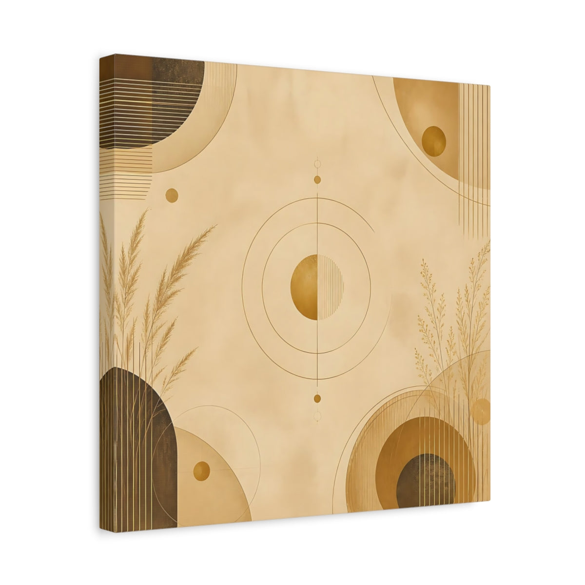 Side Mockup 6. Abstract Abstract Geometry Gold Abstract Geometric shown as canvas print