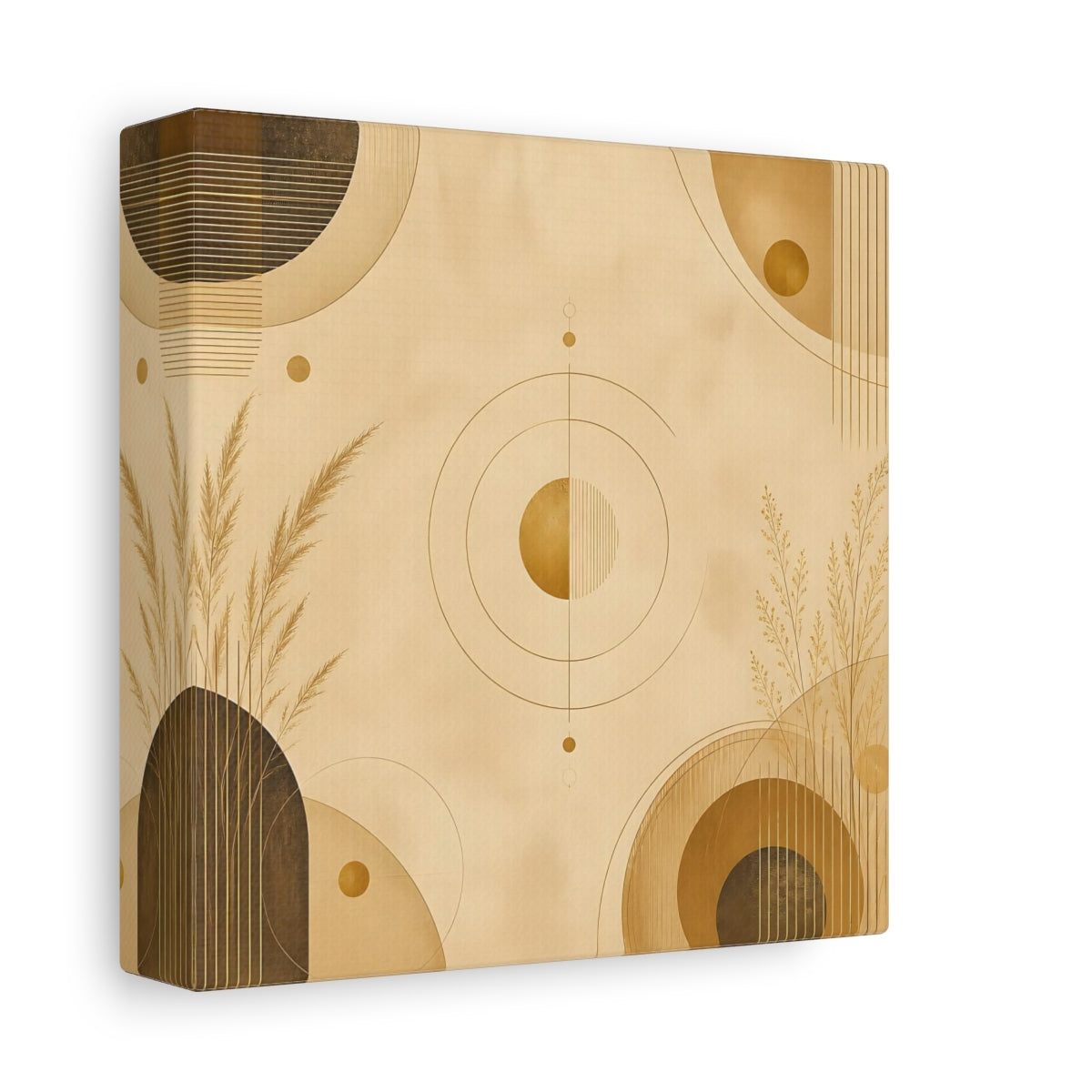 Side Mockup 2. Abstract Abstract Geometry Gold Abstract Geometric shown as canvas print
