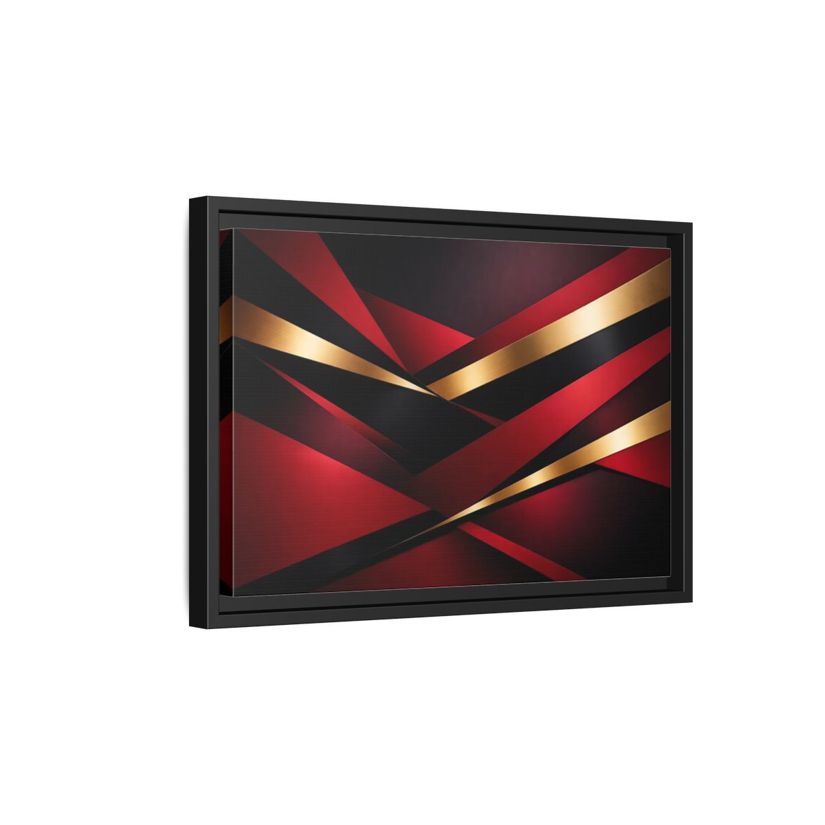 Side Mockup 6. Abstract Abstract Geometry Red Black Gold shown as stretched canvas wall art