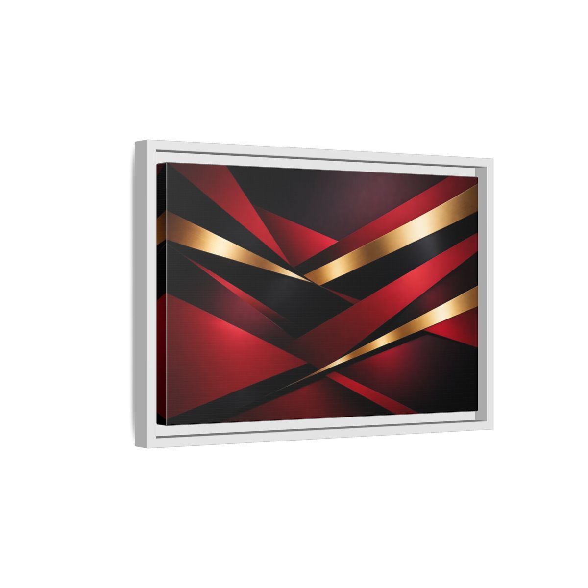 Side Mockup 4. Abstract Abstract Geometry Red Black Gold shown as stretched canvas wall art