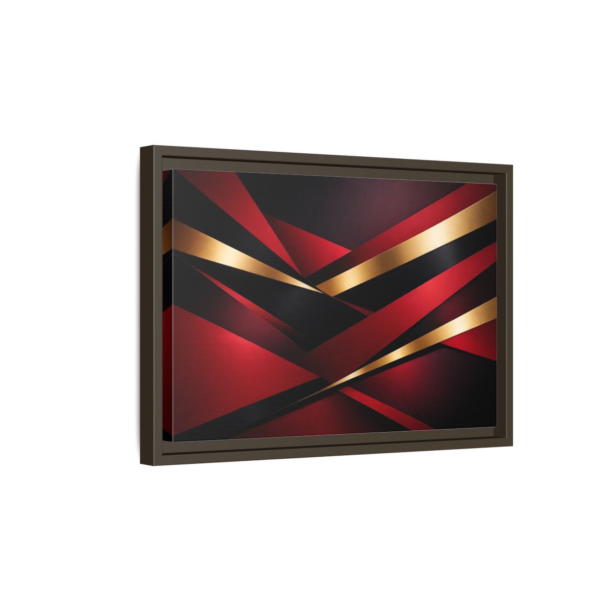 Side Mockup 5. Abstract Abstract Geometry Red Black Gold shown as stretched canvas wall art