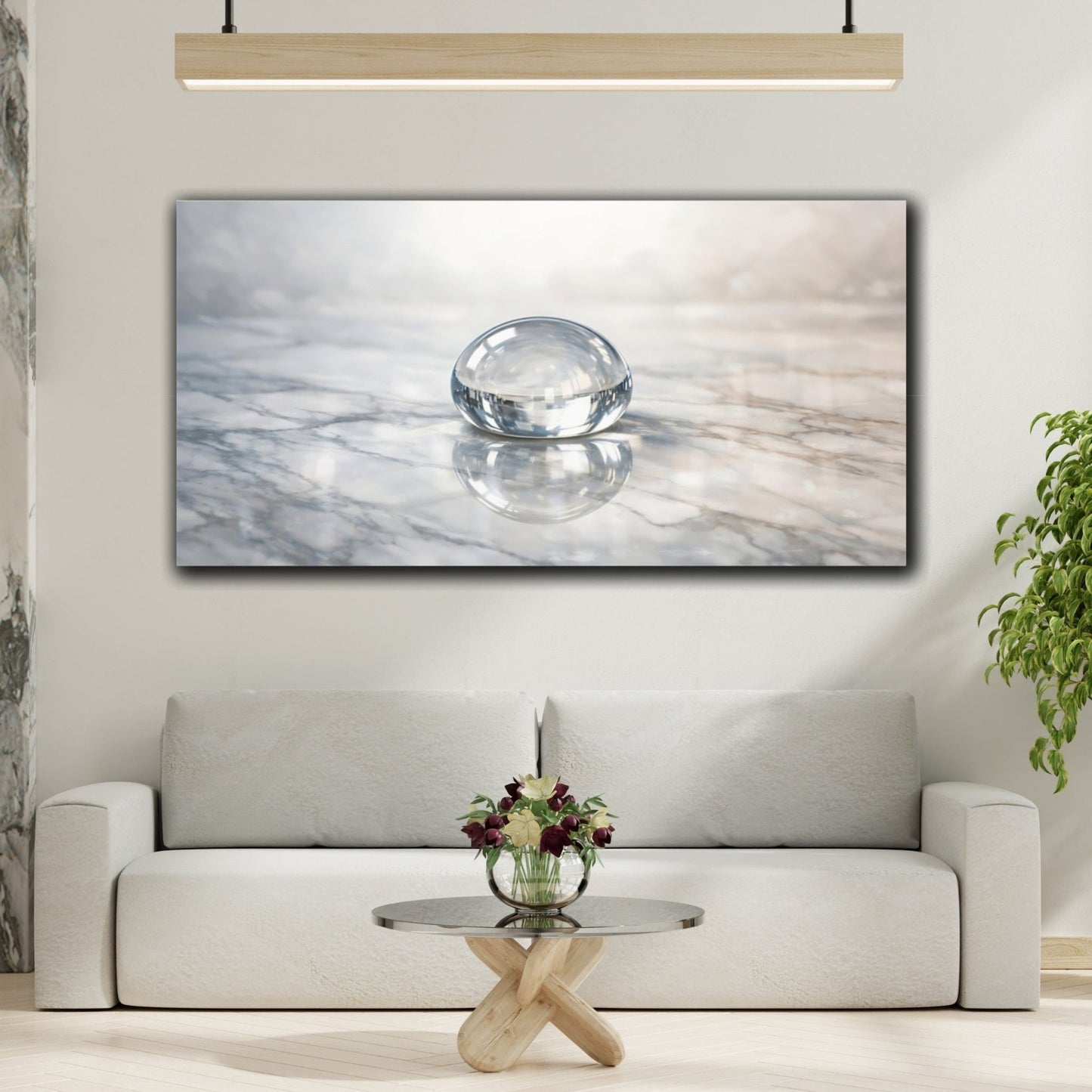 Abstract Glass Sphere Clear Marble - Canvas Wall Art Print - YesArtYes