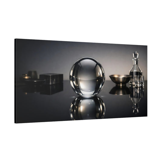 Main Mockup. Abstract Glass Sphere Monochrome Still Life shown as stretched canvas wall art