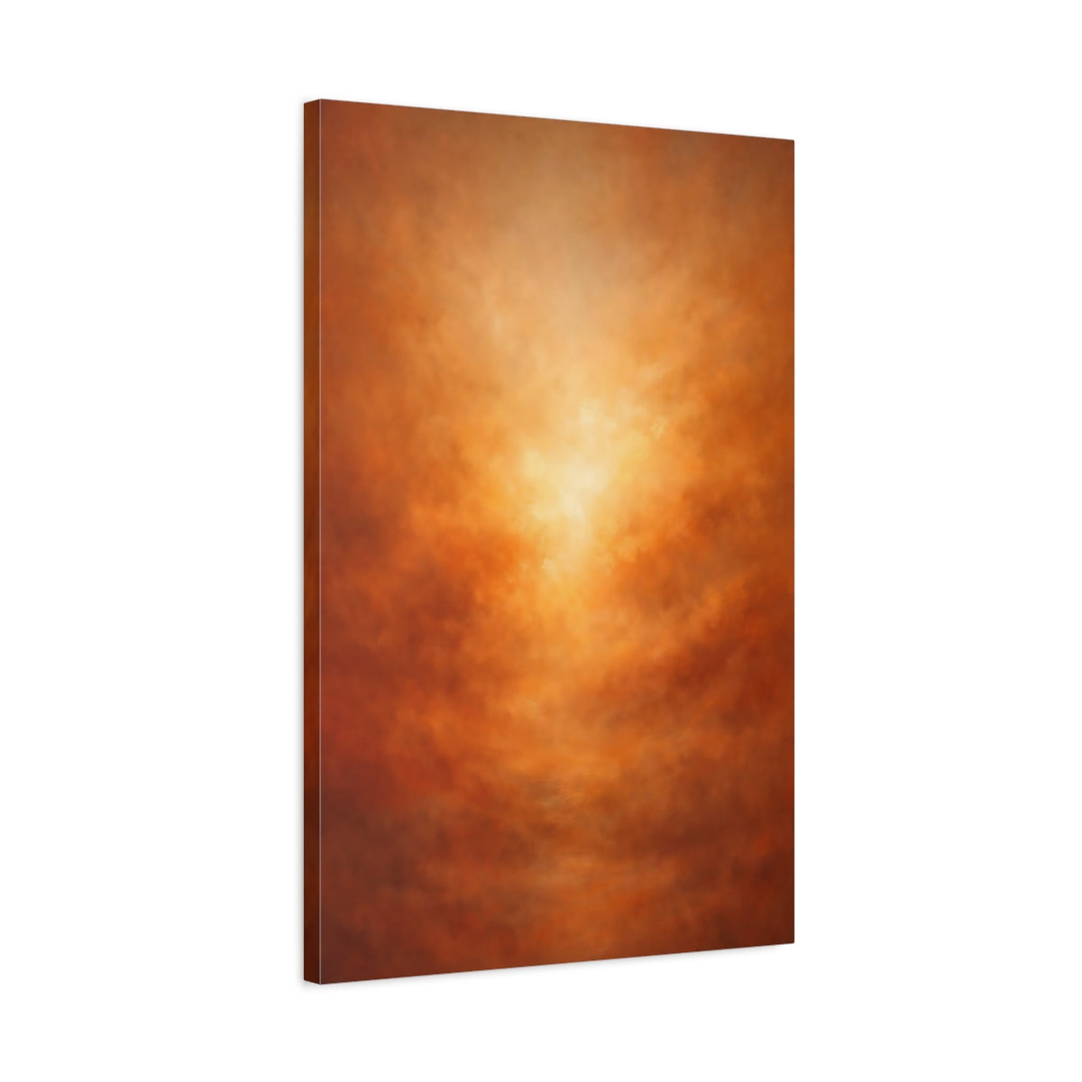 Side Mockup 2. Abstract Abstract Glow Orange Brown Gradient shown as stretched canvas wall art