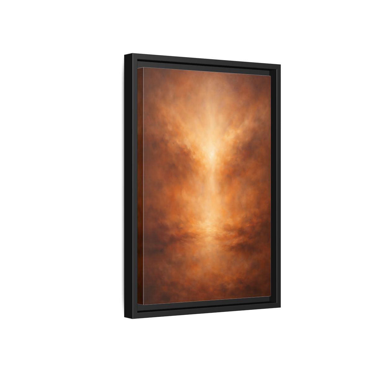 Side Mockup 6. Abstract Abstract Glow Warm Copper Tones shown as stretched canvas wall art