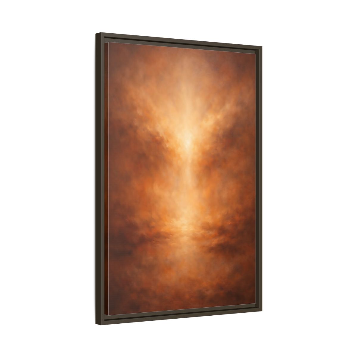 Side Mockup 12. Abstract Abstract Glow Warm Copper Tones shown as stretched canvas wall art