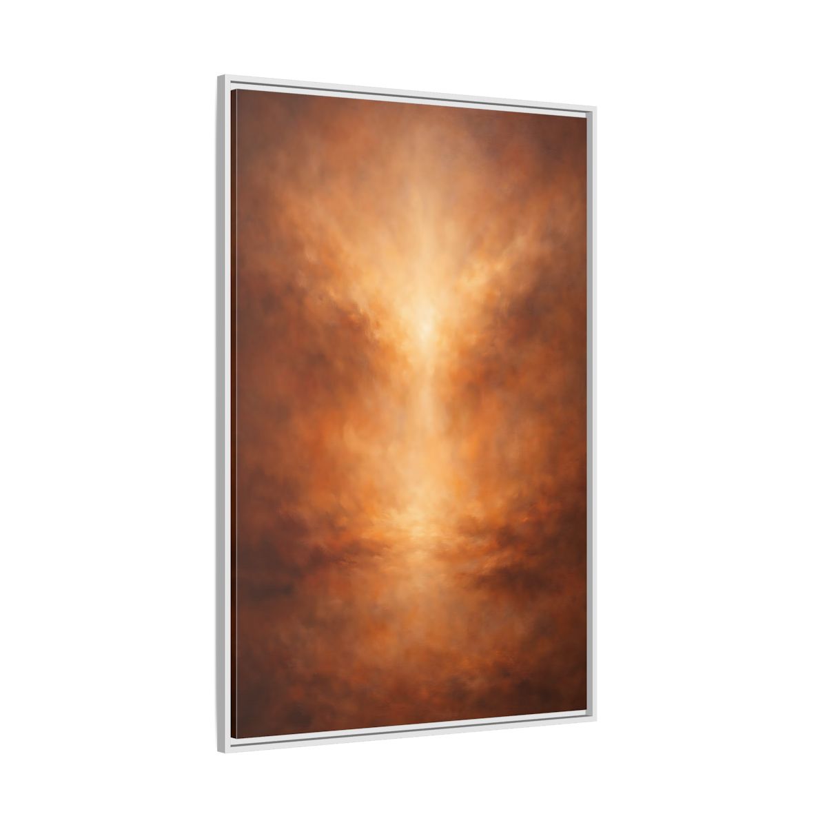 Side Mockup 7. Abstract Abstract Glow Warm Copper Tones shown as stretched canvas wall art