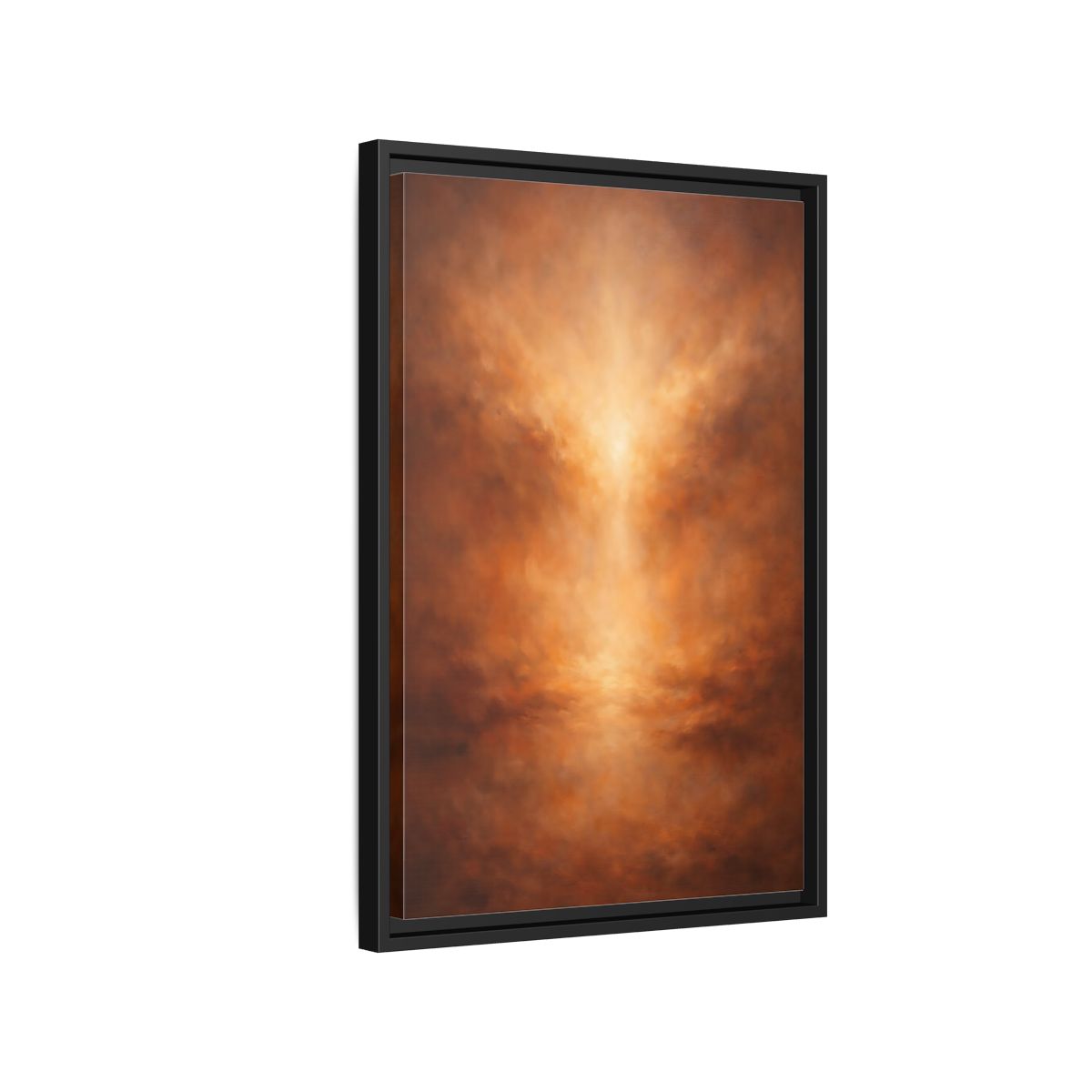 Side Mockup 3. Abstract Abstract Glow Warm Copper Tones shown as stretched canvas wall art
