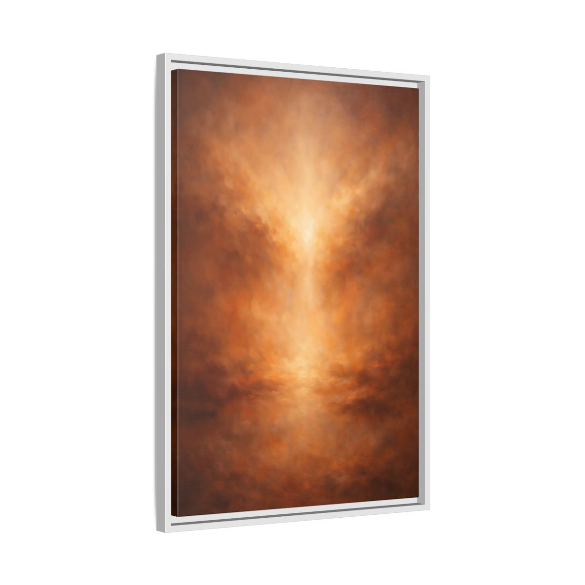 Side Mockup 11. Abstract Abstract Glow Warm Copper Tones shown as stretched canvas wall art