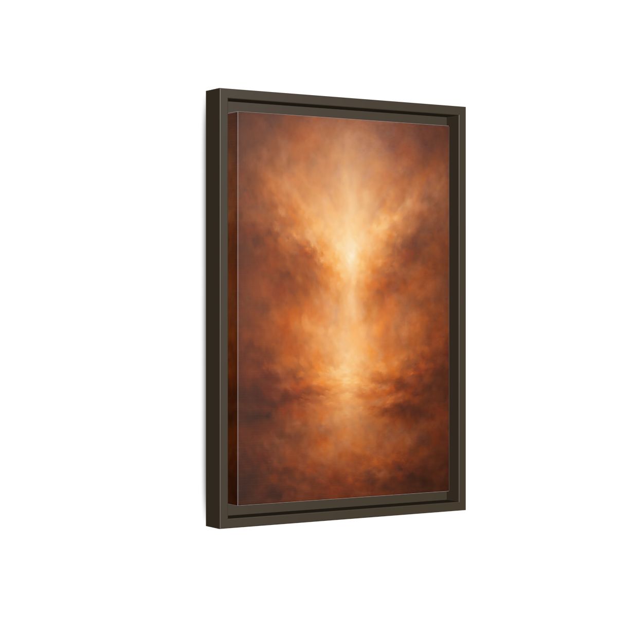 Side Mockup 5. Abstract Abstract Glow Warm Copper Tones shown as stretched canvas wall art
