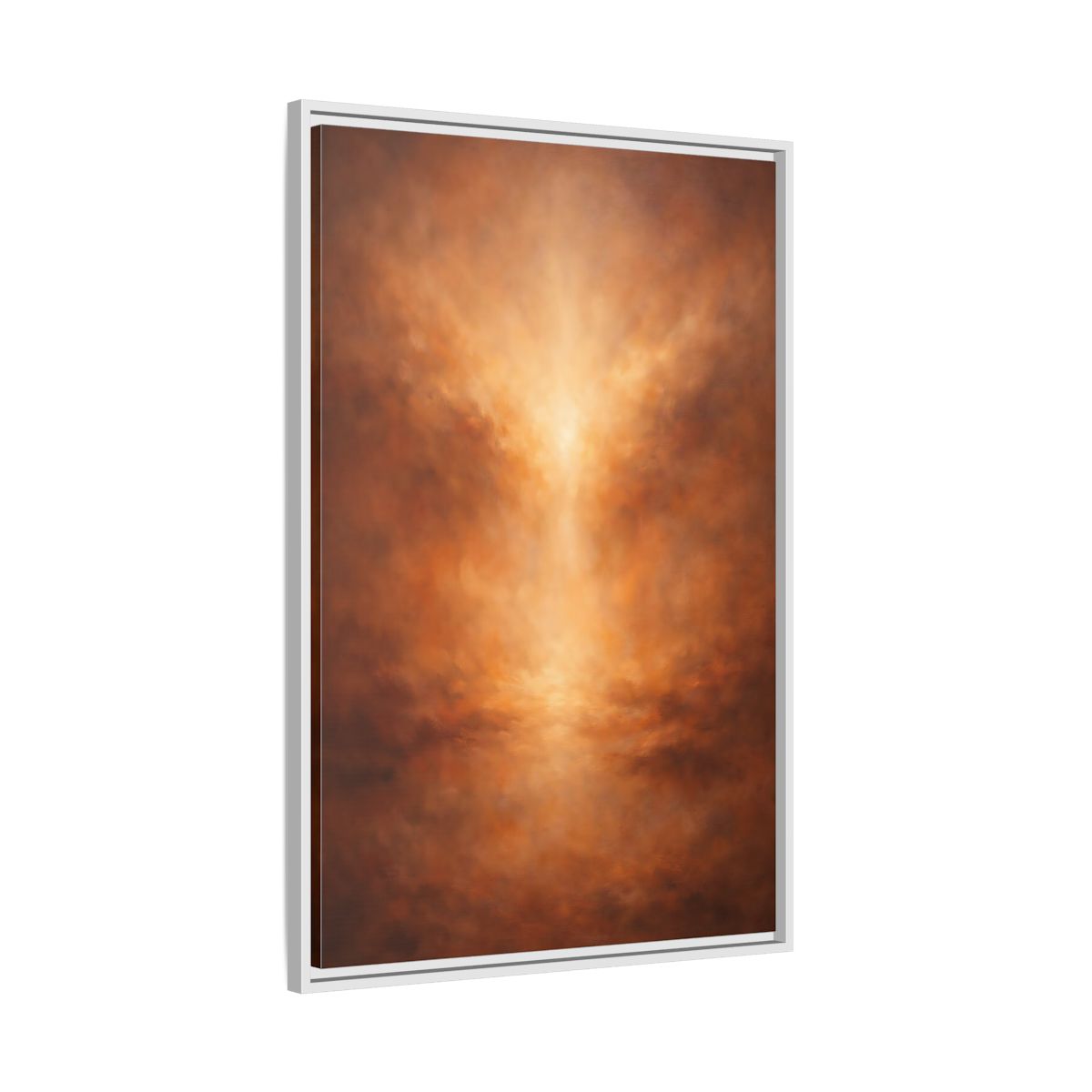 Side Mockup 9. Abstract Abstract Glow Warm Copper Tones shown as stretched canvas wall art