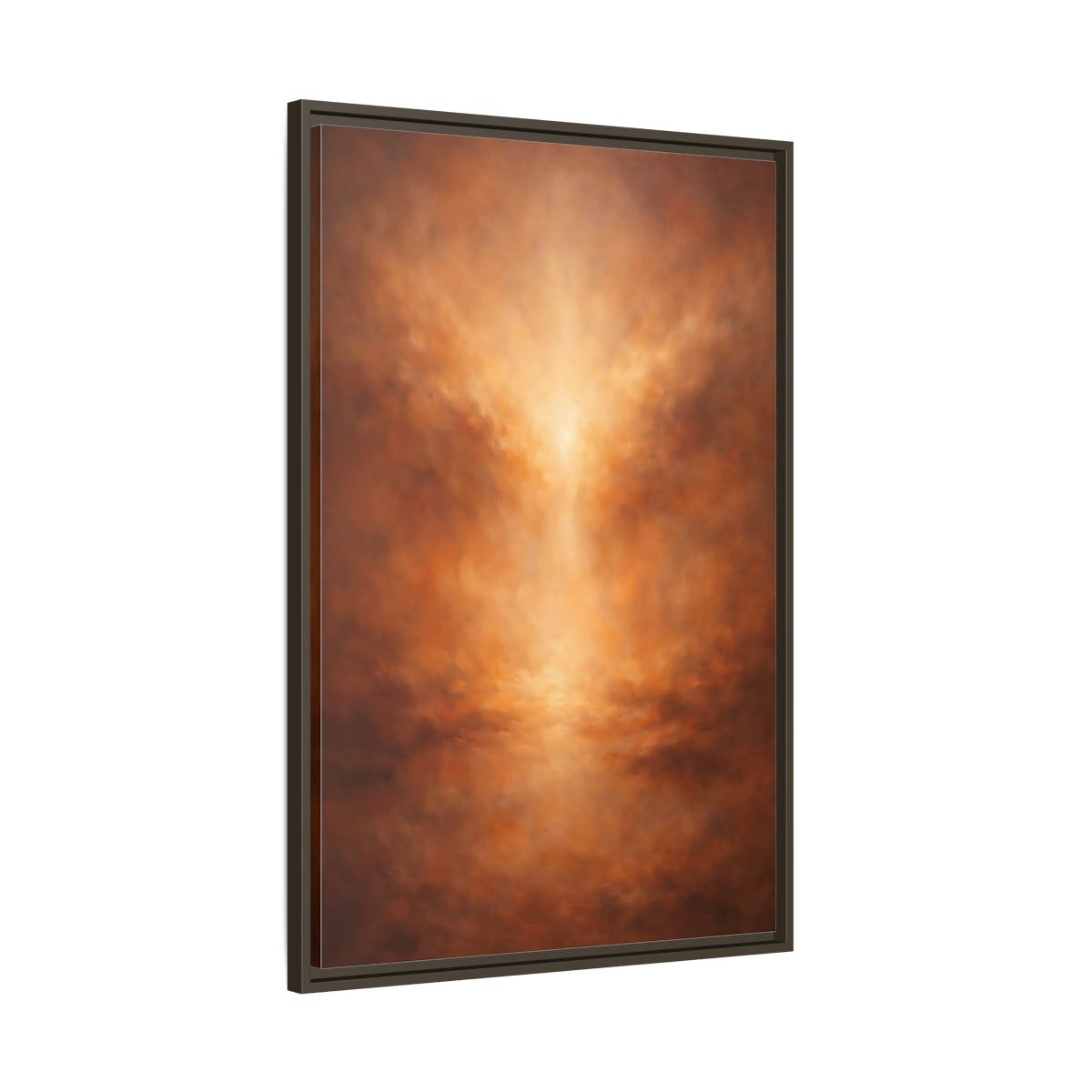 Side Mockup 10. Abstract Abstract Glow Warm Copper Tones shown as stretched canvas wall art