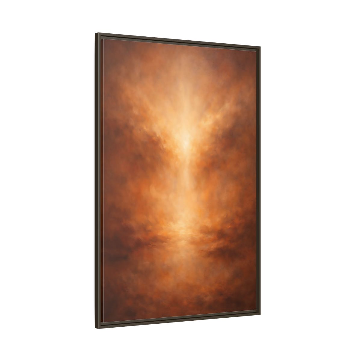 Side Mockup 8. Abstract Abstract Glow Warm Copper Tones shown as stretched canvas wall art