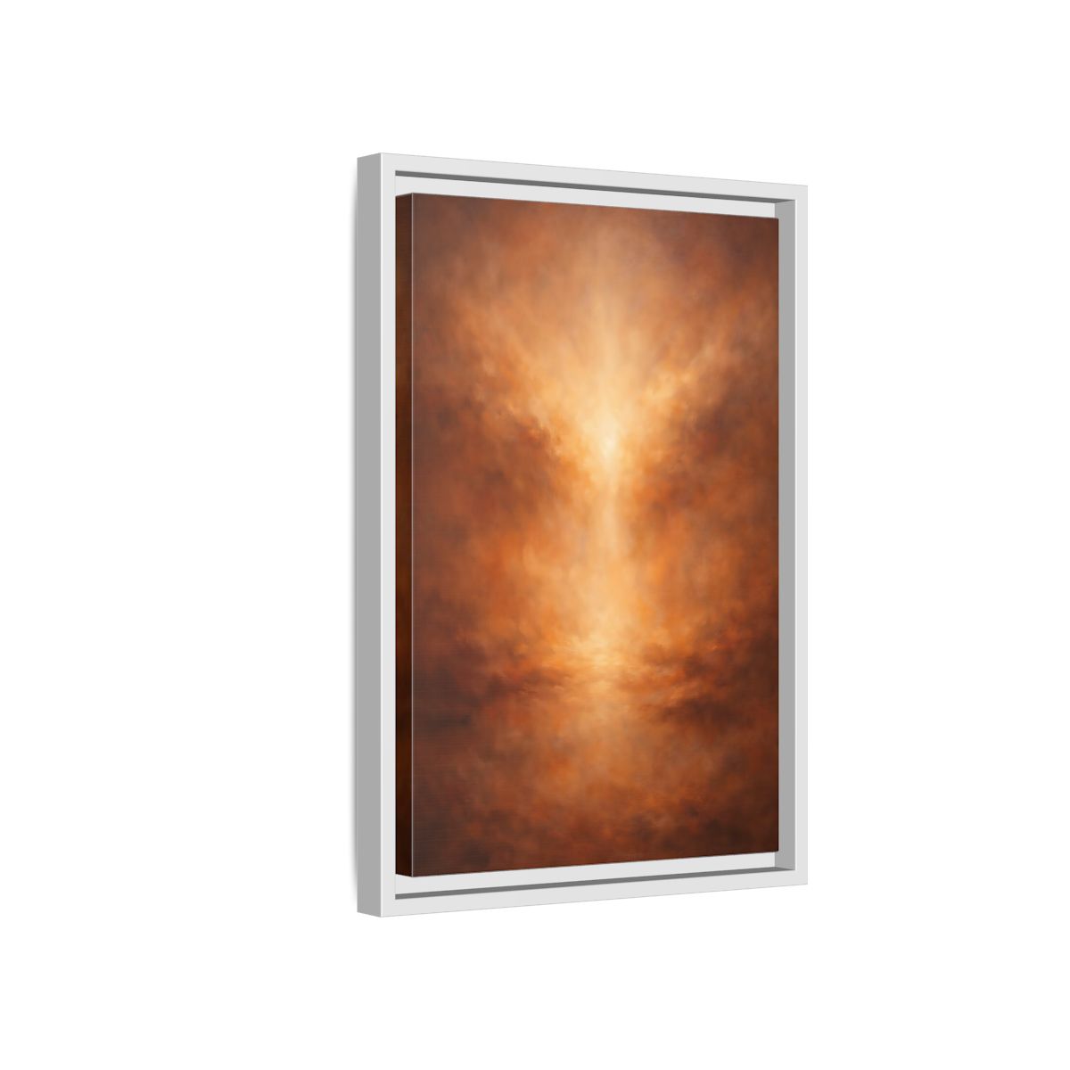 Side Mockup 4. Abstract Abstract Glow Warm Copper Tones shown as stretched canvas wall art