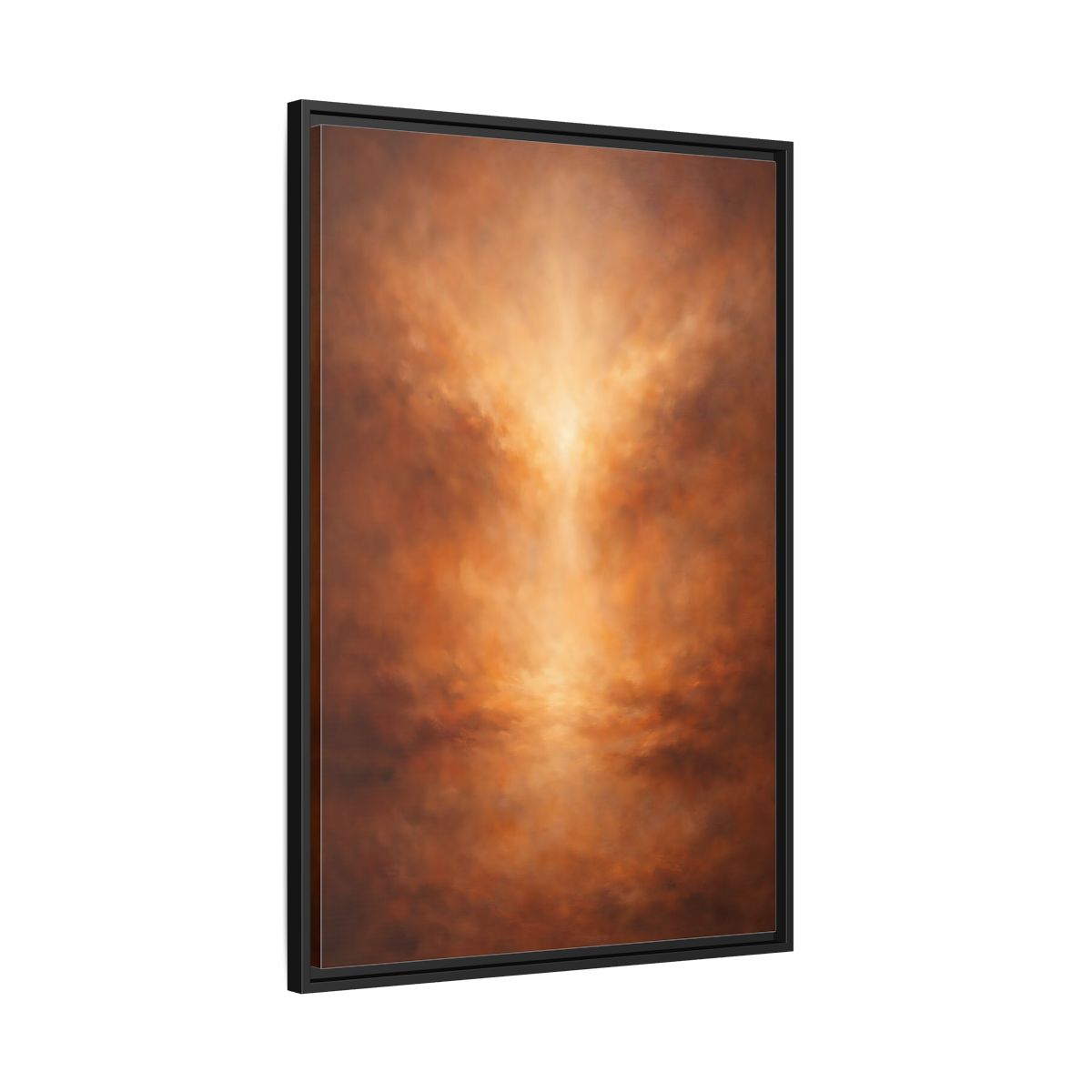 Side Mockup 13. Abstract Abstract Glow Warm Copper Tones shown as stretched canvas wall art
