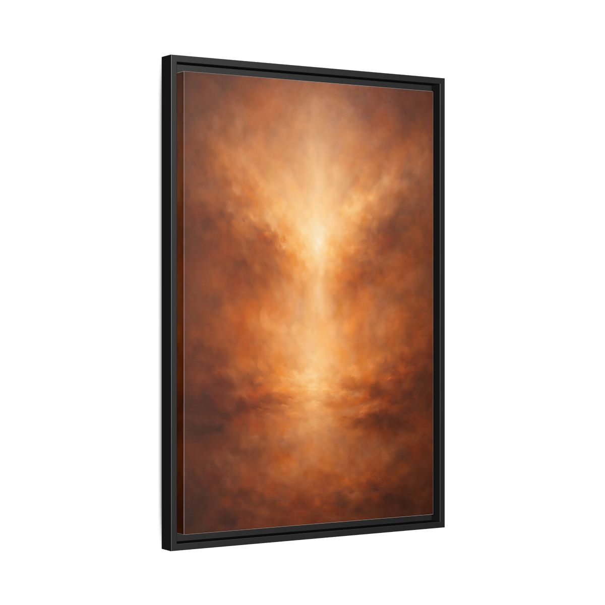 Side Mockup 14. Abstract Abstract Glow Warm Copper Tones shown as stretched canvas wall art