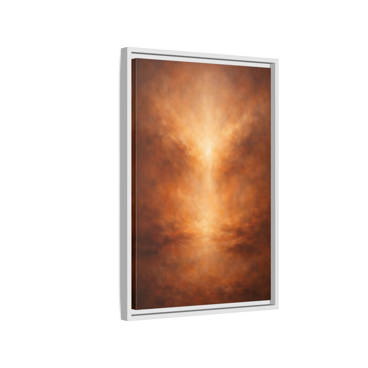 Side Mockup 1. Abstract Abstract Glow Warm Copper Tones shown as stretched canvas wall art