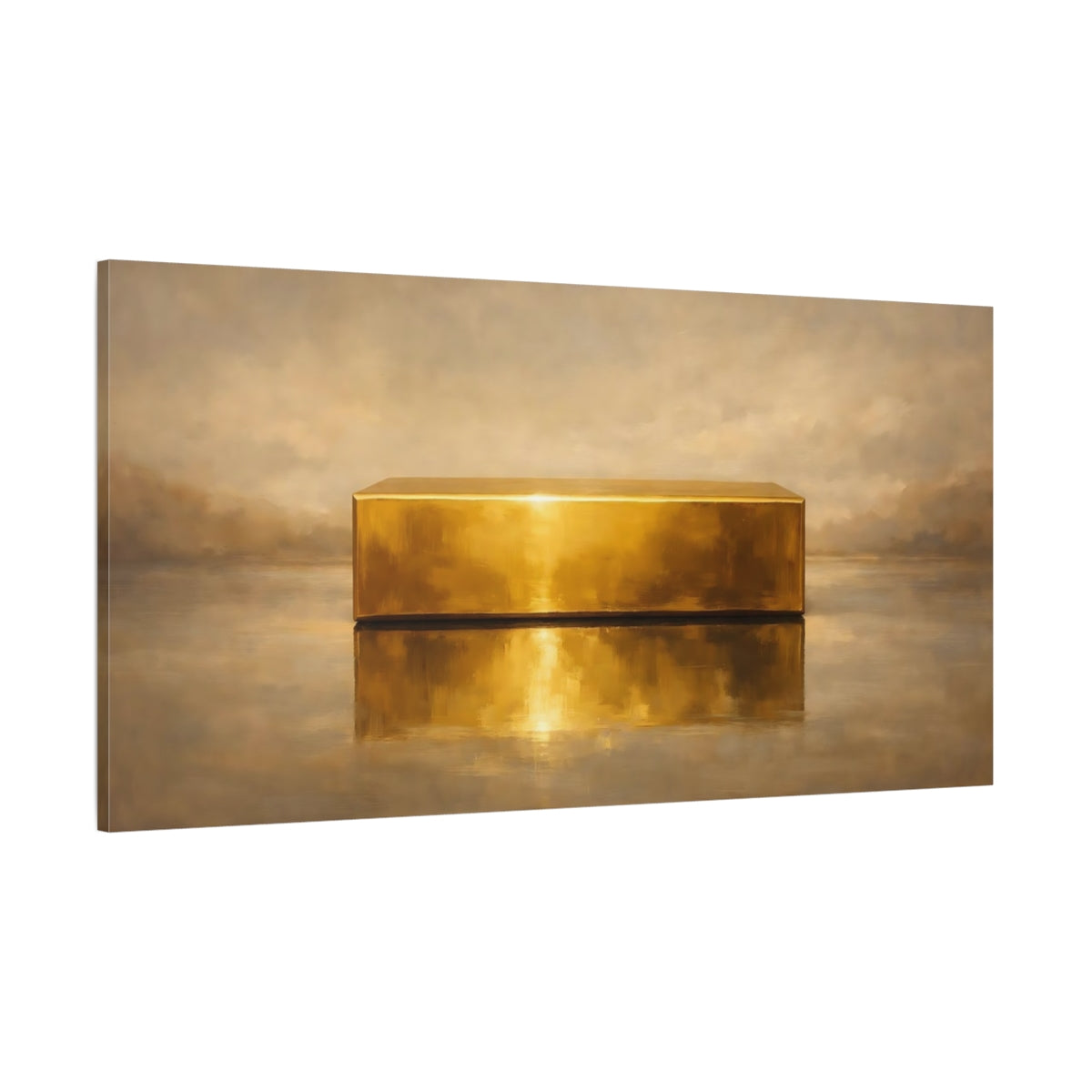 Main Mockup. Abstract Gold Bar Gold And Brown shown as stretched canvas wall art