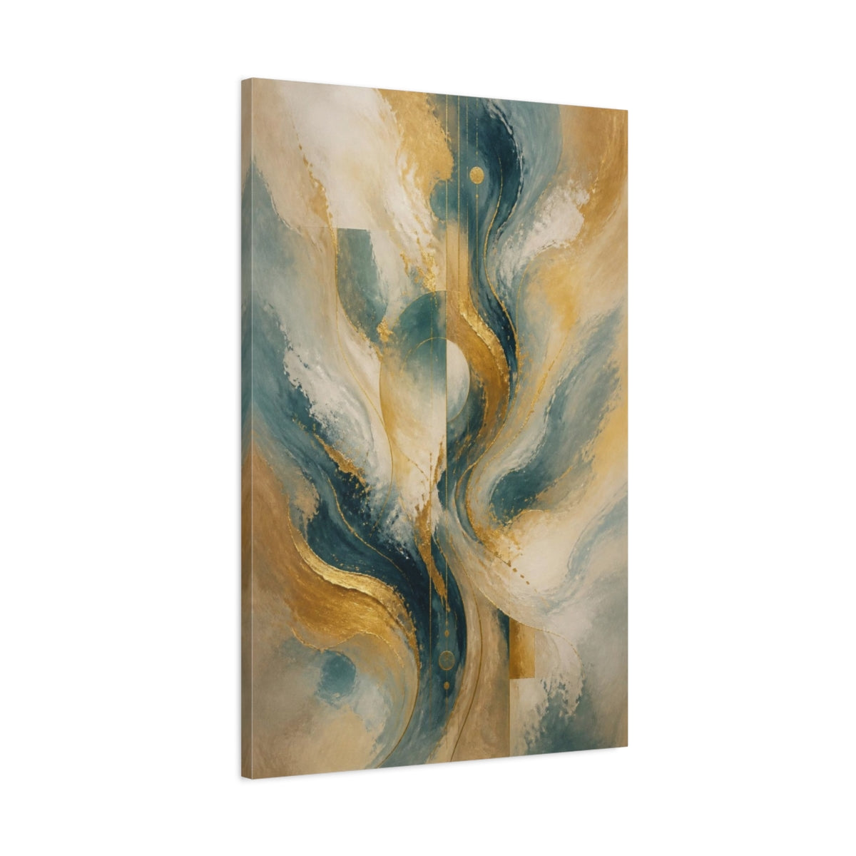 Main Mockup. Abstract Gold Circle shown as canvas print