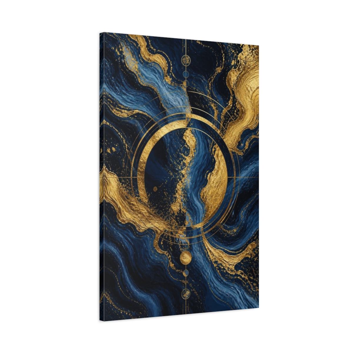 Main Mockup. Abstract Gold Circle shown as canvas print