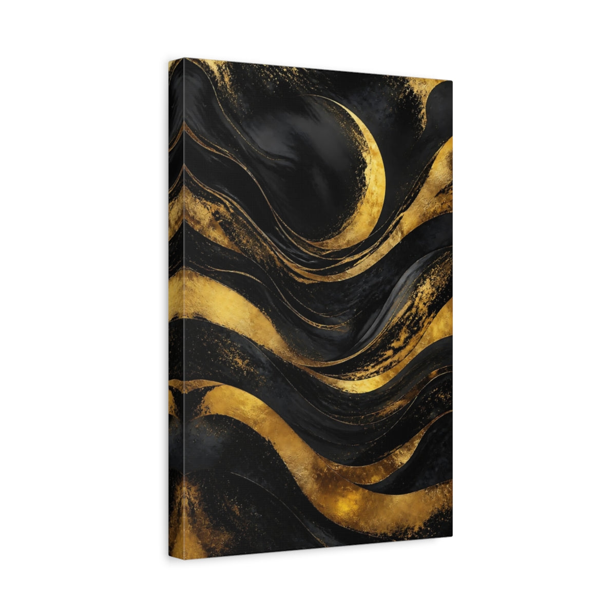Side Mockup 4. Abstract Gold Crescent shown as canvas print