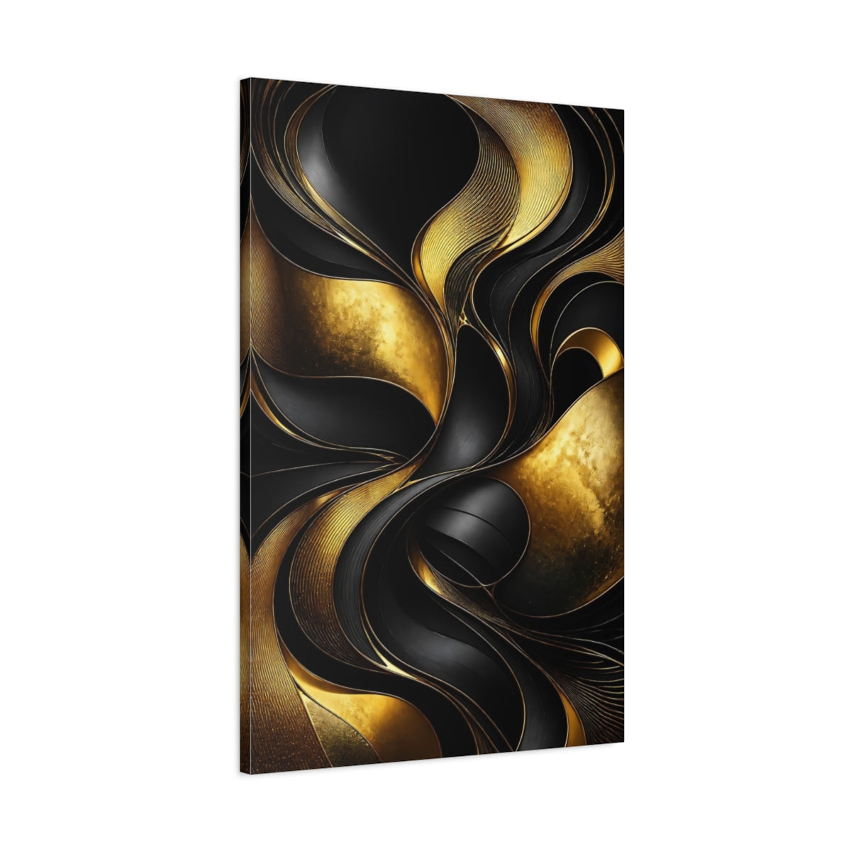 Main Mockup. Abstract Gold Curves shown as canvas print
