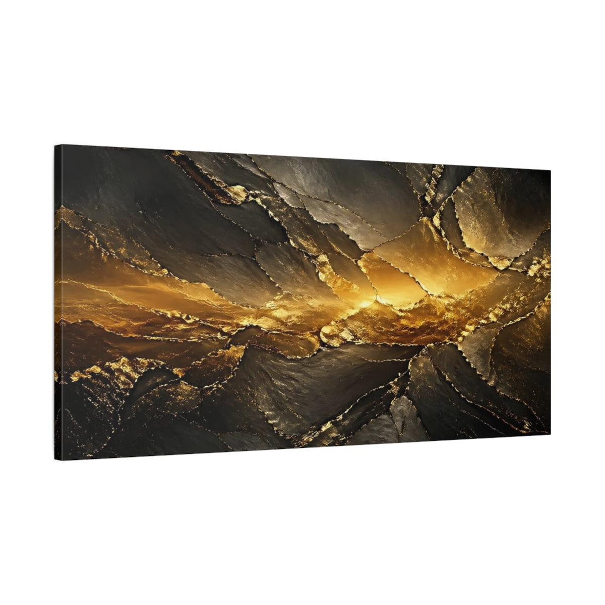 Main Mockup. Abstract Gold Geode Black And Gold shown as stretched canvas wall art