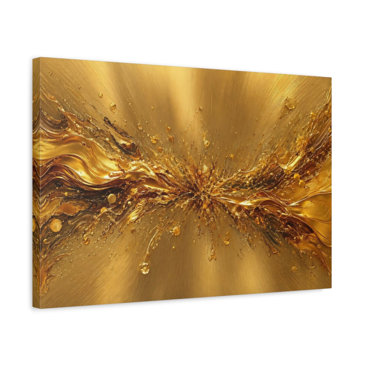 Side Mockup 3. Abstract Abstract Gold Golden Metallic shown as stretched canvas wall art