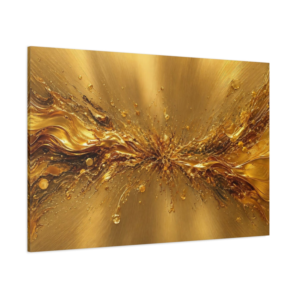 Side Mockup 1. Abstract Abstract Gold Golden Metallic shown as stretched canvas wall art