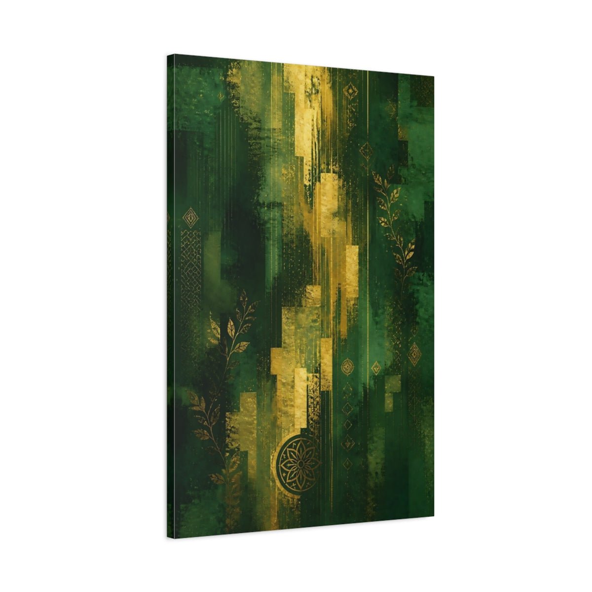 Abstract Gold Green And Canvas Wall Art Print – Modern Living Room, Above Sofa - YesArtYes