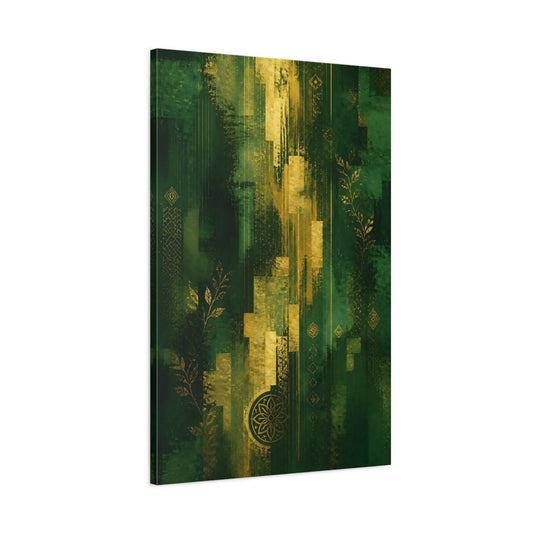 Abstract Gold Green And Canvas Wall Art Print – Modern Living Room, Above Sofa - YesArtYes