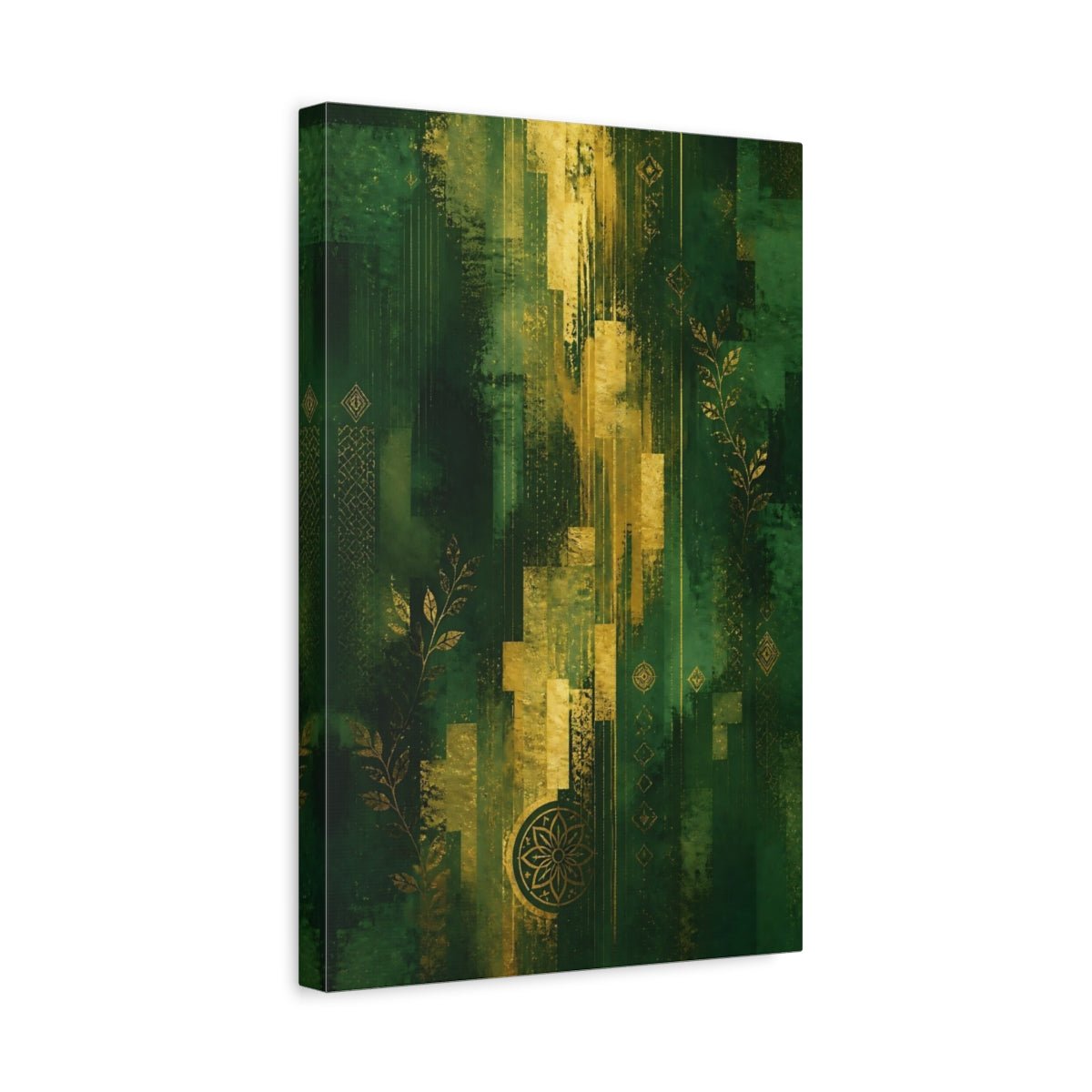 Abstract Gold Green And Canvas Wall Art Print – Modern Living Room, Above Sofa - YesArtYes