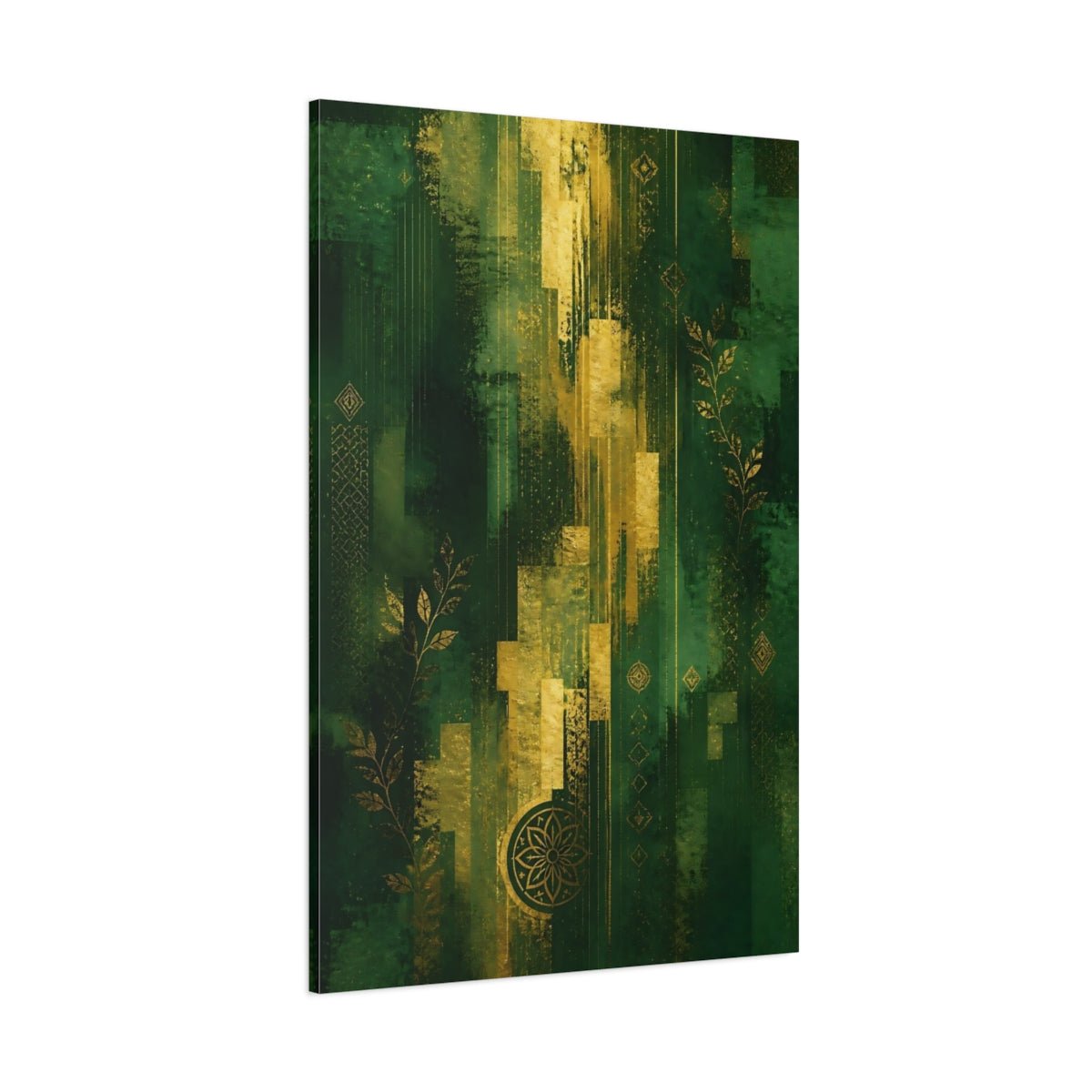 Abstract Gold Green And Canvas Wall Art Print – Modern Living Room, Above Sofa - YesArtYes