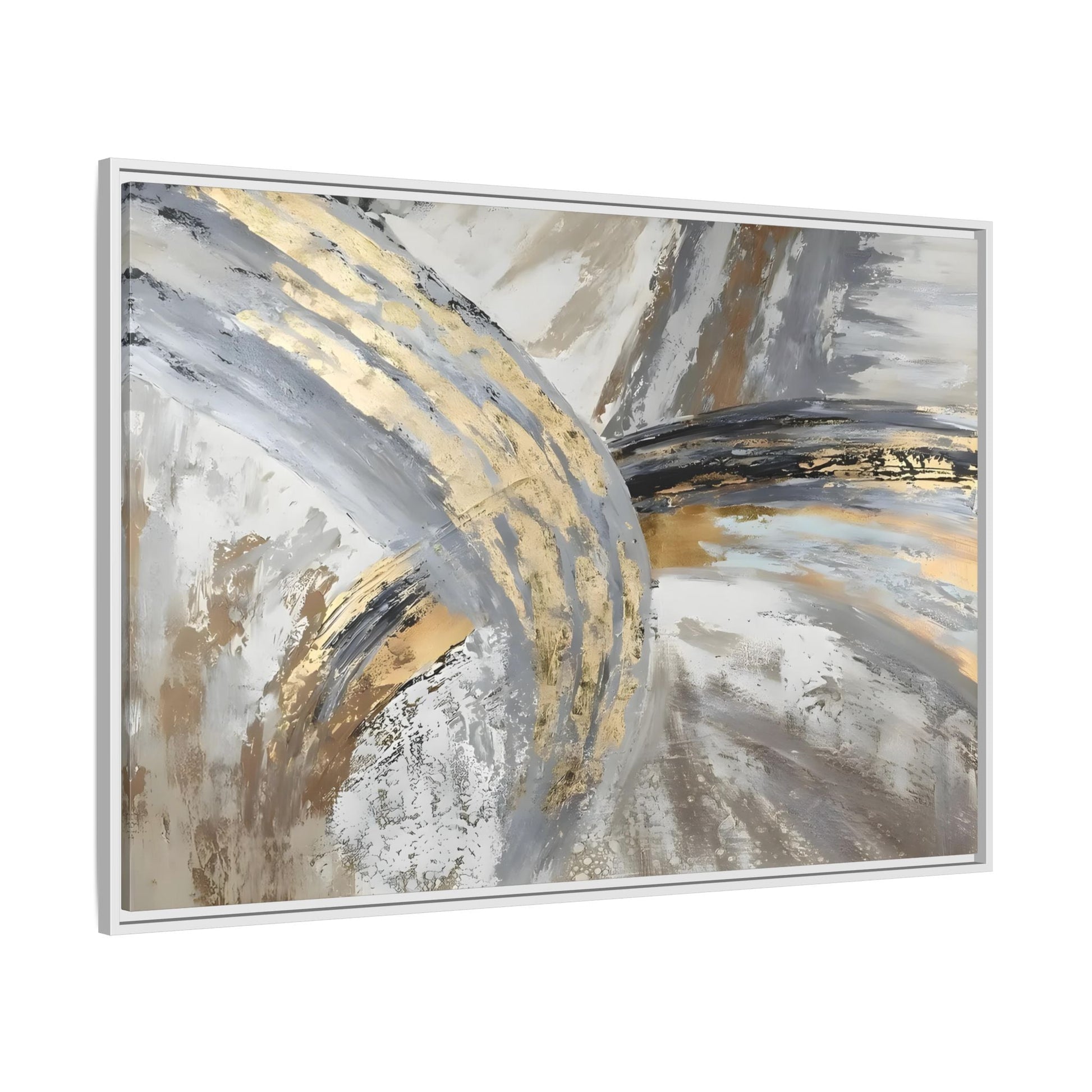 Abstract Modern Gold Grey Silver Canvas Wall Art Print