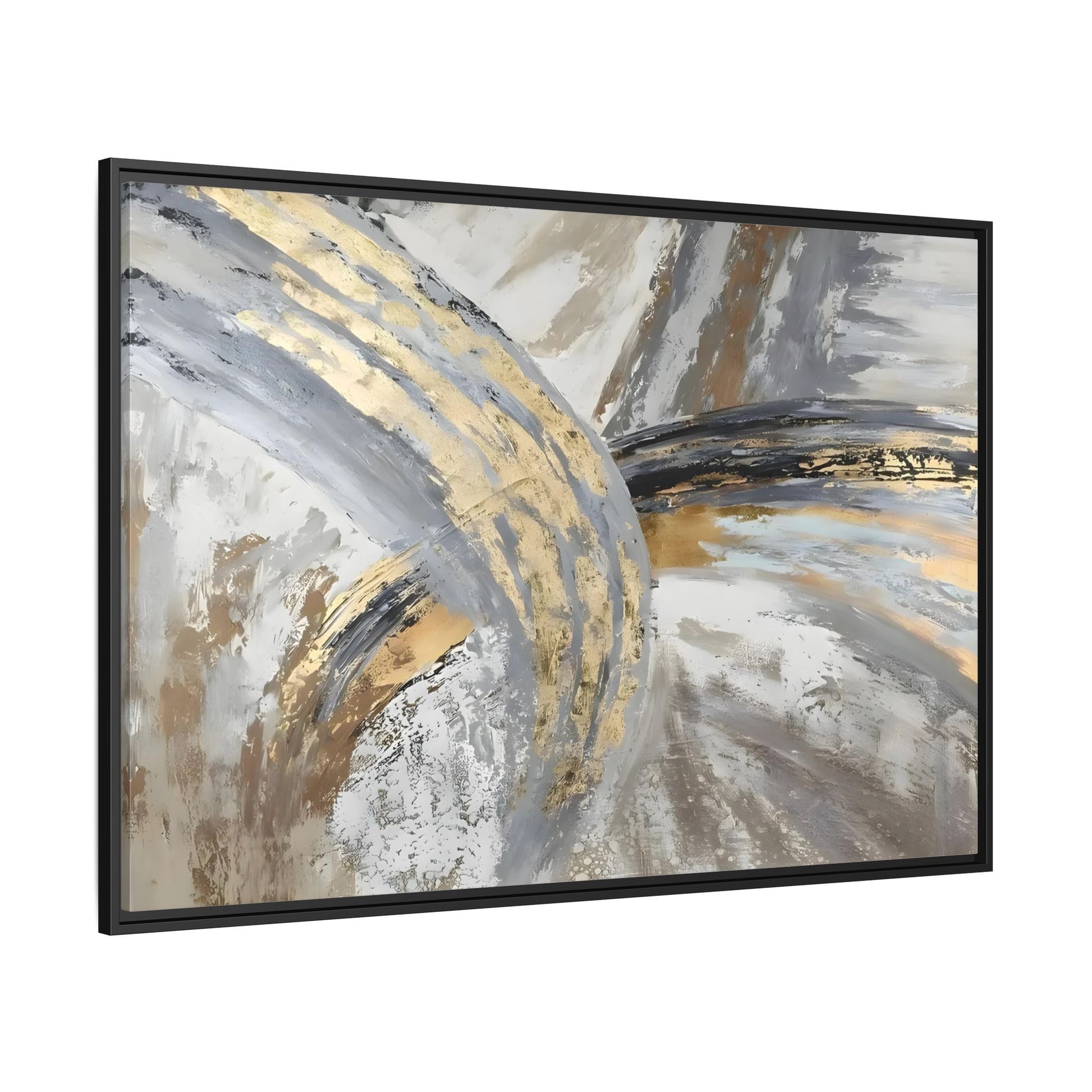 Abstract Modern Gold Grey Silver Canvas Wall Art Print