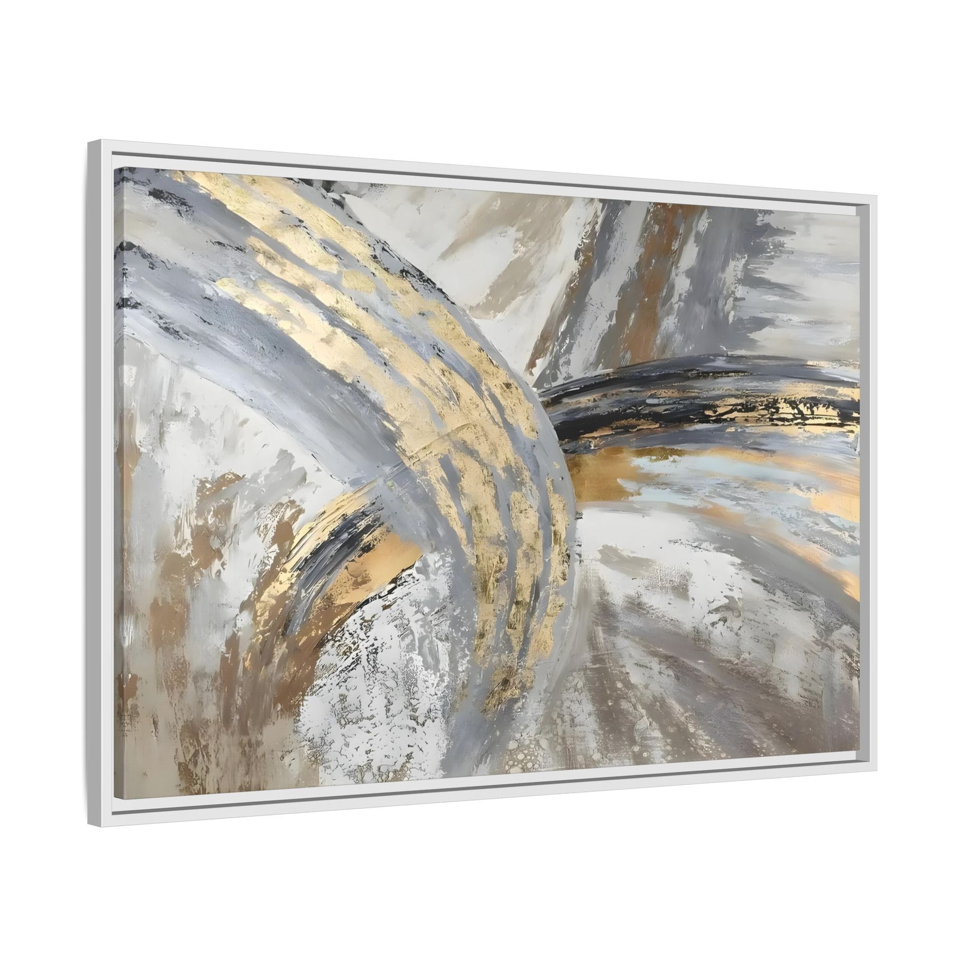 Abstract Modern Gold Grey Silver Canvas Wall Art Print