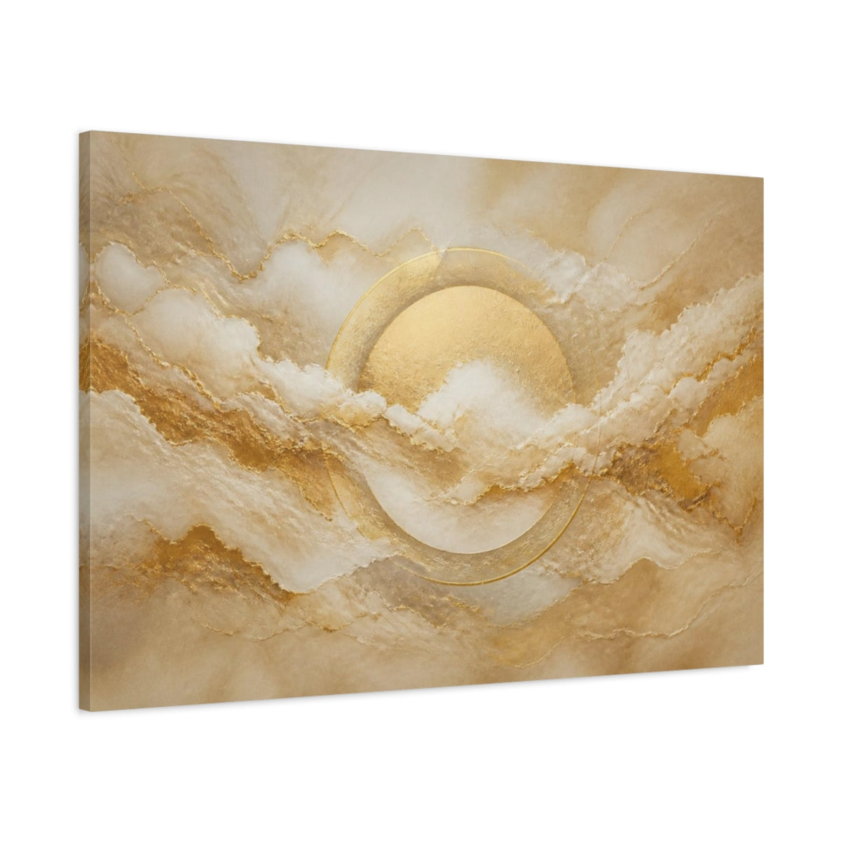 Main Mockup. Abstract Gold Halo shown as canvas print
