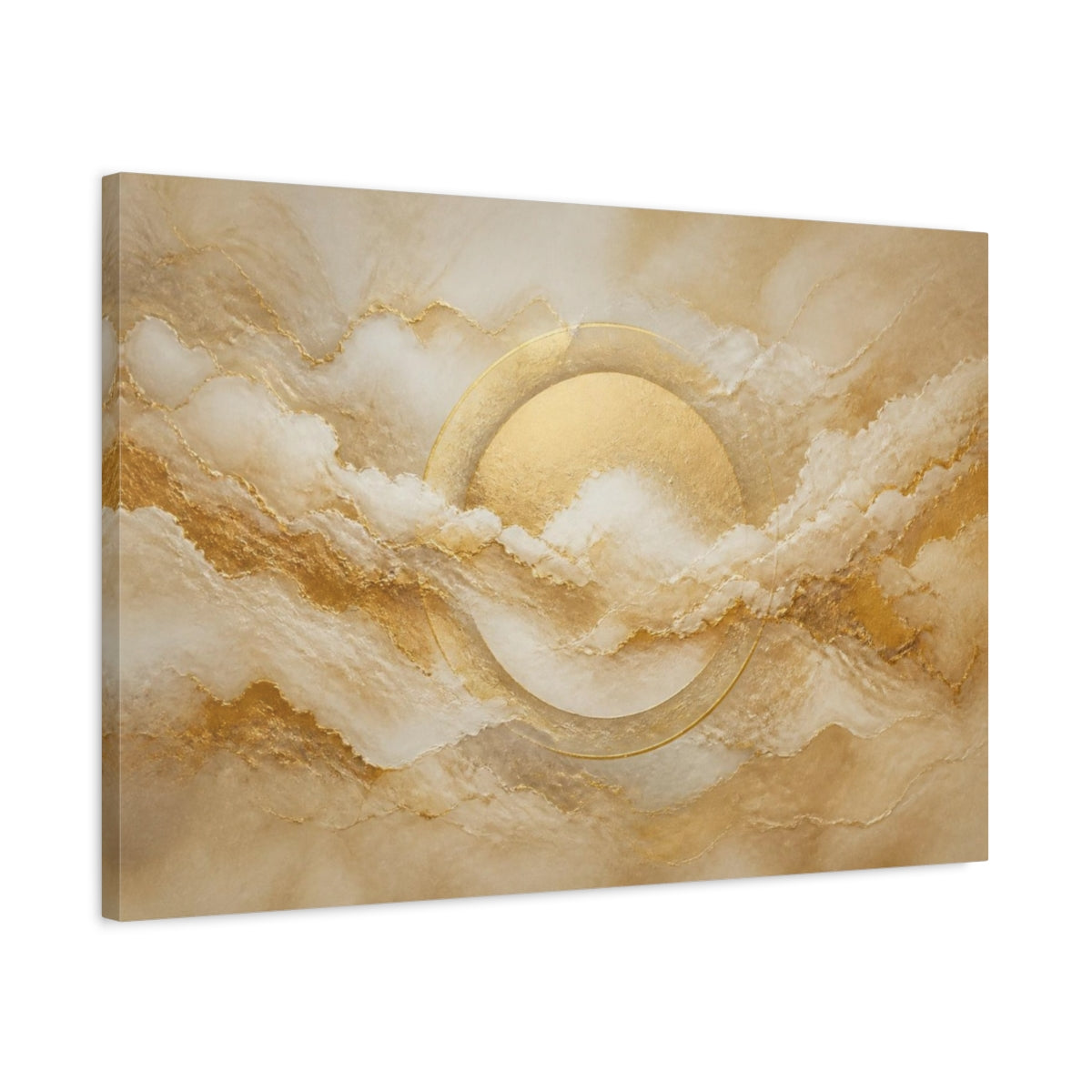Side Mockup 2. Abstract Gold Halo shown as canvas print