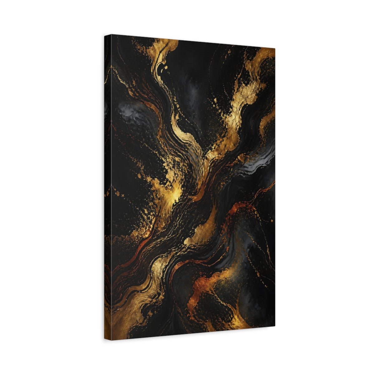 Abstract Gold Marble Black And Canvas Print – Living Room, Above Fireplace - YesArtYes