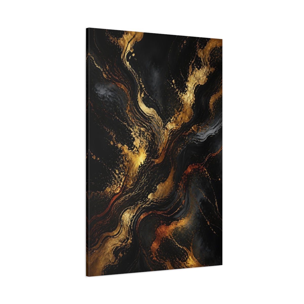 Abstract Gold Marble Black And Canvas Print – Living Room, Above Fireplace - YesArtYes