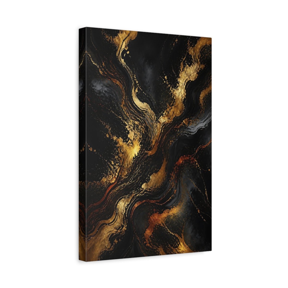 Abstract Gold Marble Black And Canvas Print – Living Room, Above Fireplace - YesArtYes